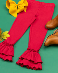 Red Basic Ruffle Pant