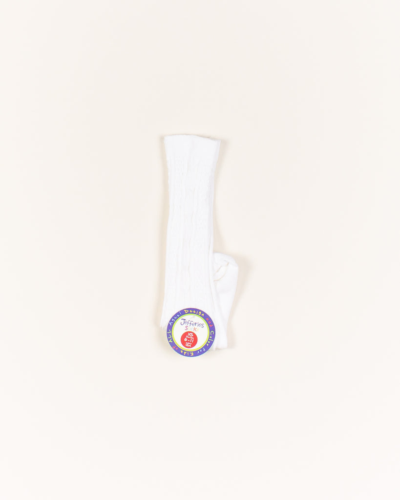 Classic Cable Knee High Socks - White